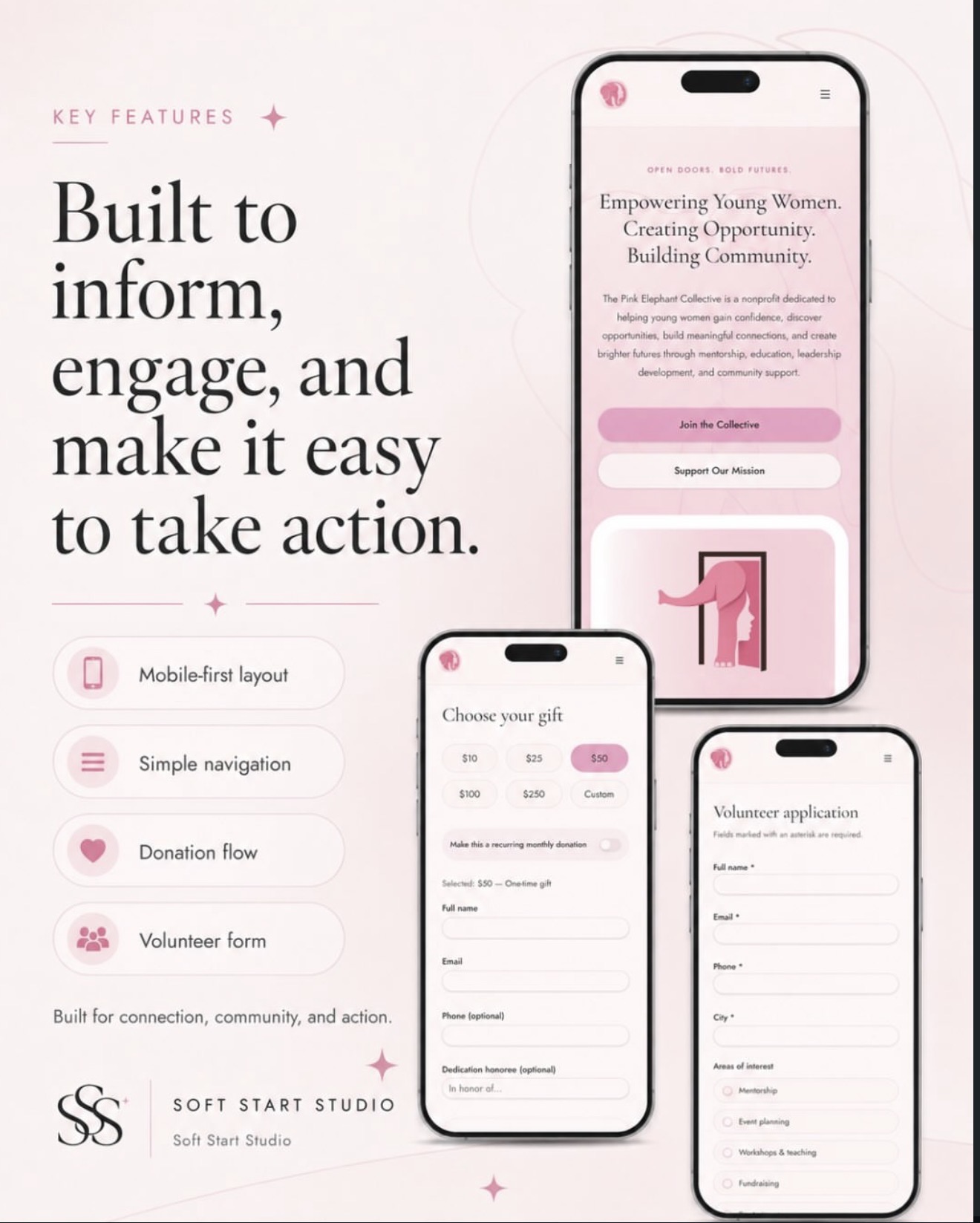 The Pink Elephant Collective nonprofit website spotlight